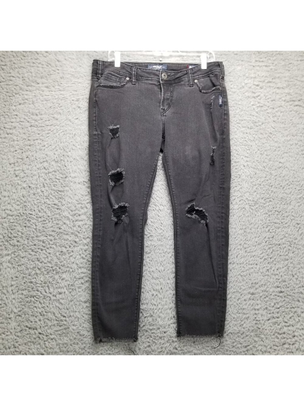 Silver Jeans Womens 33 Black Stretch Denim Tuesday Low Ankle Skinny *Read*
